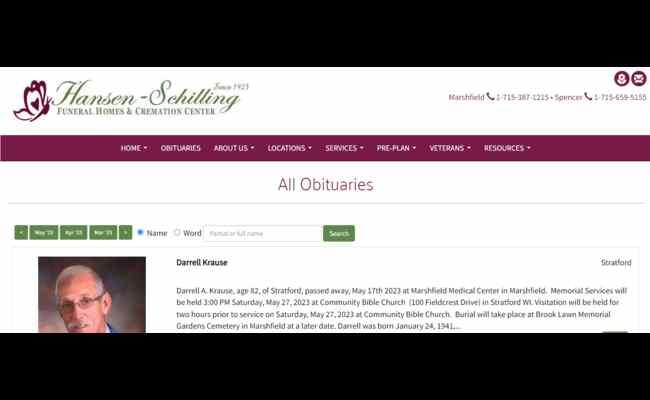 Hansen-Schilling Funeral Home Obituaries 2023 Best Info
